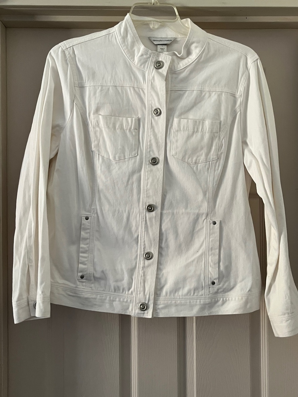 Christopher & Banks White Button-Front Utility Jacket size Large, NWT